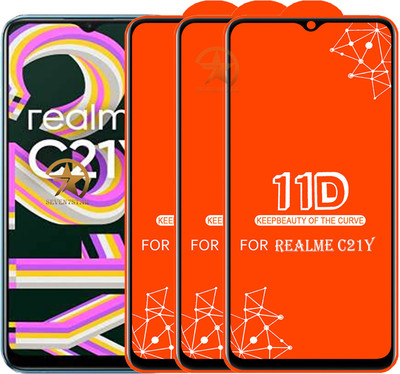 SEVEN7STAR Edge To Edge Tempered Glass for Realme C21Y(Pack of 3)