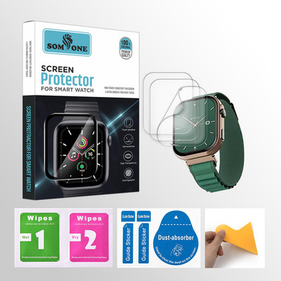 SOMTONE Edge To Edge Tempered Glass for Boult CrownX 2.0 inch Smartwatch 3 PROTECTOR + 3 WIPES + 3 DUST REMOVAL STICKER + 1 WIPER(Pack of 3)