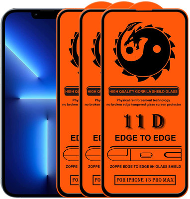 NaturalBuy Edge To Edge Tempered Glass for Apple iPhone 13 Pro Max -11D -9H -11D(Pack of 3)
