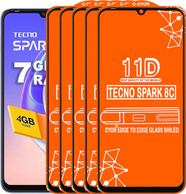 CYOR Edge To Edge Tempered Glass for TECNO SPARK 8C(Pack of 5)