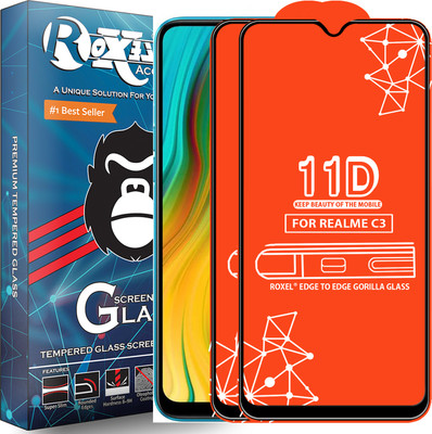 Roxel Edge To Edge Tempered Glass for Realme C3(Pack of 2)