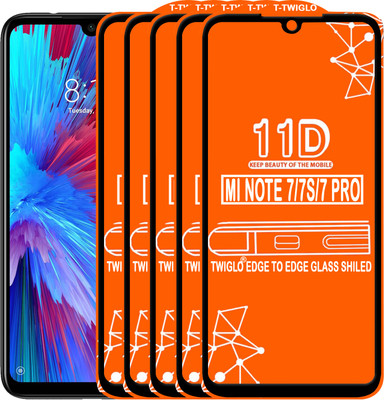 TWIGLO Edge To Edge Tempered Glass for REDMI NOTE 7 PRO(Pack of 5)