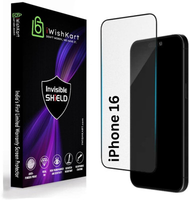 iWishKart Edge To Edge Tempered Glass for Apple iPhone 16 5G, Apple iPhone 16, i phone 16 / iphone16, Military grade Edge to Edge Premium gorilla glass with Wet & Dry wipes, Dust Absorber(Pack of 2)
