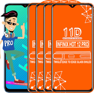 TWIGLO Edge To Edge Tempered Glass for INFINIX HOT 12 PRO(Pack of 4)