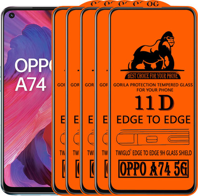 TWIGLO Edge To Edge Tempered Glass for OPPO A74 5G(Pack of 5)
