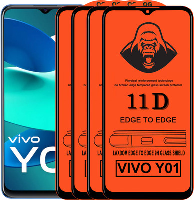 Laxdom Edge To Edge Tempered Glass for VIVO Y01(Pack of 4)