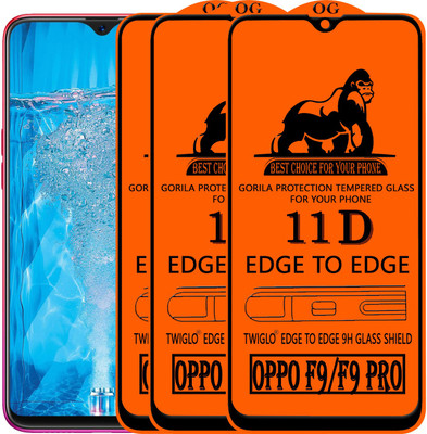 TWIGLO Edge To Edge Tempered Glass for OPPO F9 Pro(Pack of 3)