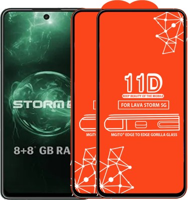 MGito Edge To Edge Tempered Glass for Lava Storm 5G(Pack of 2)