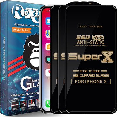 Roxel Edge To Edge Tempered Glass for Apple iPhone X(Pack of 3)