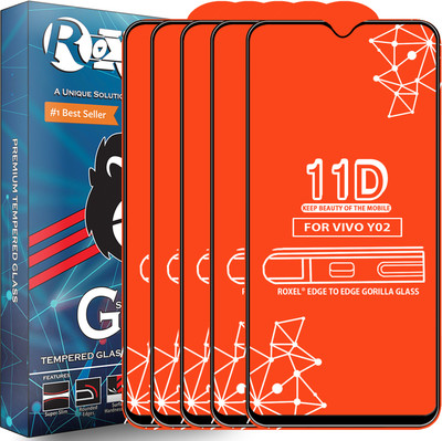 Roxel Edge To Edge Tempered Glass for Vivo Y02(Pack of 5)