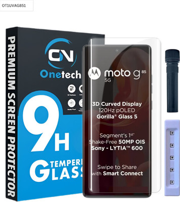 OneTech Edge To Edge Tempered Glass for Motorola G85 5G 9H Hardness, UV Advanced HD+ Screen Protector(Pack of 1)