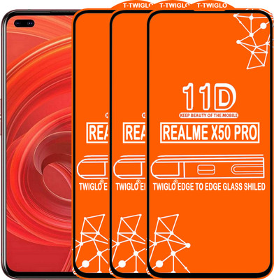 TWIGLO Edge To Edge Tempered Glass for REALME X50 PRO(Pack of 3)