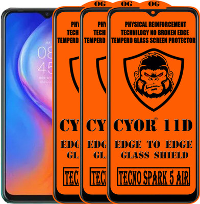 CYOR Edge To Edge Tempered Glass for TECNO SPARK 5 AIR(Pack of 3)