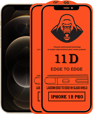 Laxdom Edge To Edge Tempered Glass for APPLE IPHONE 12 PRO(Pack of 2)