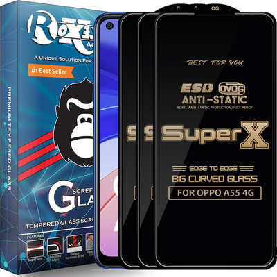 Roxel Edge To Edge Tempered Glass for OPPO A55 4G(Pack of 3)