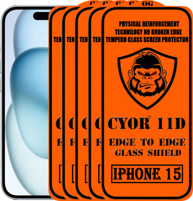 CYOR Edge To Edge Tempered Glass for IPHONE 15(Pack of 5)