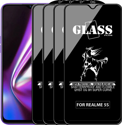 Qyist Edge To Edge Tempered Glass for REALME 5S(Pack of 4)