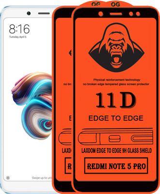 Laxdom Edge To Edge Tempered Glass for Mi Redmi Note 5 Pro(Pack of 2)