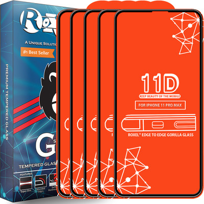 Roxel Edge To Edge Tempered Glass for Iphone 11 Pro Max(Pack of 5)