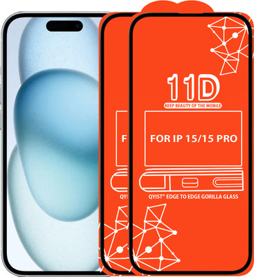 Qyist Edge To Edge Tempered Glass for FOR IPHONE 15, IPHONE 15 PRO(Pack of 2)