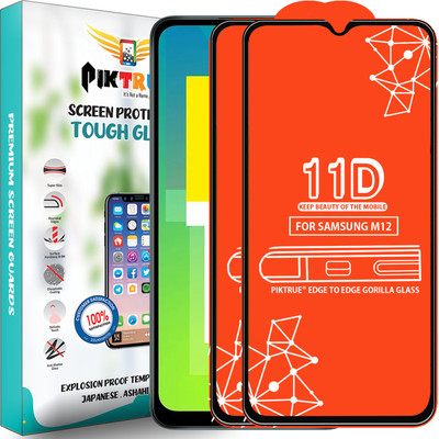 PikTrue Edge To Edge Tempered Glass for Samsung Galaxy M12(Pack of 2)