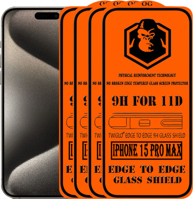 TWIGLO Edge To Edge Tempered Glass for IPHONE 15 PRO MAX(Pack of 4)