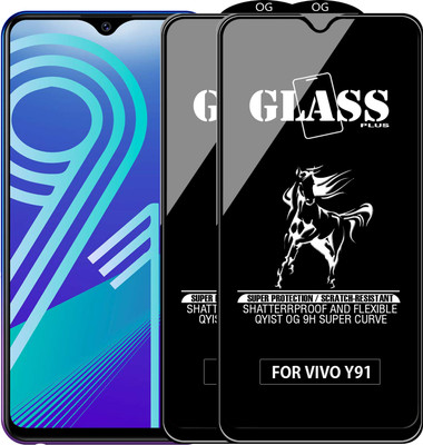 Qyist Edge To Edge Tempered Glass for VIVO Y91(Pack of 2)