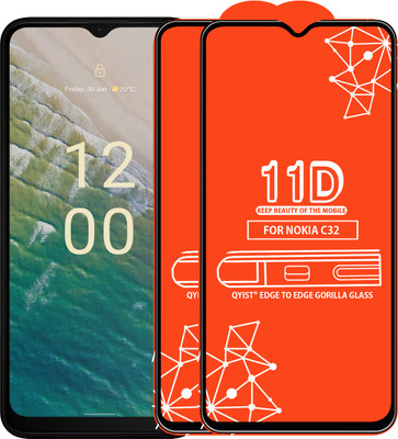 Qyist Edge To Edge Tempered Glass for NOKIA C32(Pack of 2)