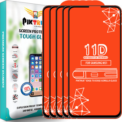 PikTrue Edge To Edge Tempered Glass for Samsung Galaxy M51(Pack of 5)