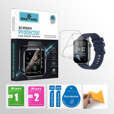 SOMTONE Edge To Edge Tempered Glass for Fire-Boltt Ninja Bell 1.83 inch Smartwatch 2 PROTECTOR + 2 WIPES + 2 DUST REMOVAL STICKER + 1 WIPER(Pack of 2)