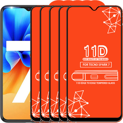 Qyist Edge To Edge Tempered Glass for Tecno Spark 7(Pack of 5)