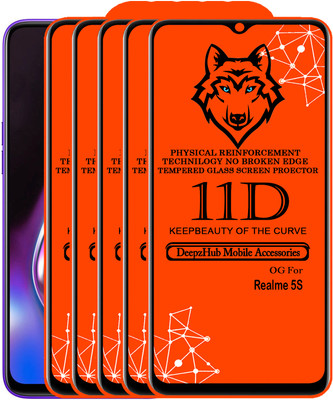 DeepzHub Edge To Edge Tempered Glass for Realme 5s(Pack of 5)