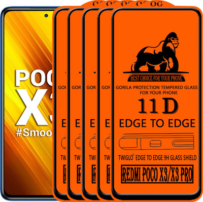 TWIGLO Edge To Edge Tempered Glass for REDMI POCO X3(Pack of 5)