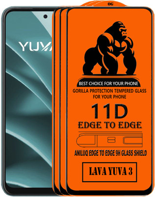 ANILUQ Edge To Edge Tempered Glass for LAVA YUVA 3(Pack of 3)