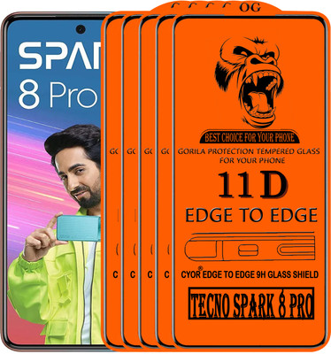 CYOR Edge To Edge Tempered Glass for TECNO SPARK 8 PRO(Pack of 5)