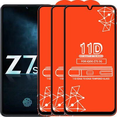 Roxel Edge To Edge Tempered Glass for Iqoo Z7S 5G(Pack of 3)