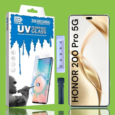 KadWaniya Edge To Edge Tempered Glass for Honor 200 Pro 5G, HONOR 200 PRO 5G, Meibo Series 3D Curved (30 Seconds Quick Paste) High Quality UV Liquide Glue Glass with Easy Installation Kit-0476(Pack of 1)