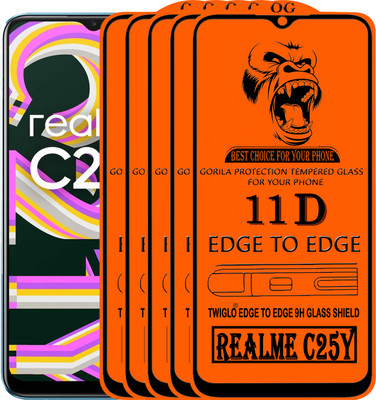 TWIGLO Edge To Edge Tempered Glass for REALME C21Y(Pack of 5)