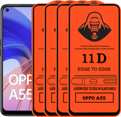 Laxdom Edge To Edge Tempered Glass for OPPO A55(Pack of 4)