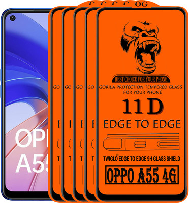 TWIGLO Edge To Edge Tempered Glass for OPPO A55 4G(Pack of 5)