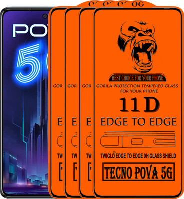 TWIGLO Edge To Edge Tempered Glass for TECNO POVA 5G(Pack of 4)
