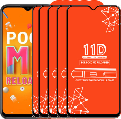 Qyist Edge To Edge Tempered Glass for Poco M2 Reloaded(Pack of 5)