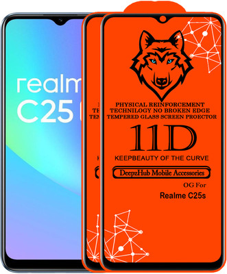 CRodible Edge To Edge Tempered Glass for Realme C25s(Pack of 2)
