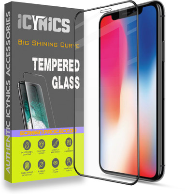 ICYNICS Edge To Edge Tempered Glass for Apple iPhone X, Anti-Fingerprint, Waterproof, Oil-resistant, Bubble-Free, Anti-Static with Full Screen Coverage & Easy Installation(Pack of 1)