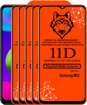 DeepzHub Edge To Edge Tempered Glass for Samsung M02(Pack of 5)