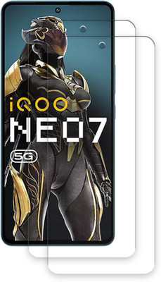 SOMTONE Edge To Edge Tempered Glass for iQOO Neo 7 TEMPERED GUARD FRONTP2(Pack of 2)