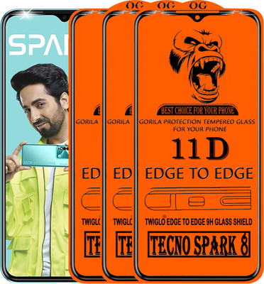TWIGLO Edge To Edge Tempered Glass for TECNO SPARK 8(Pack of 3)