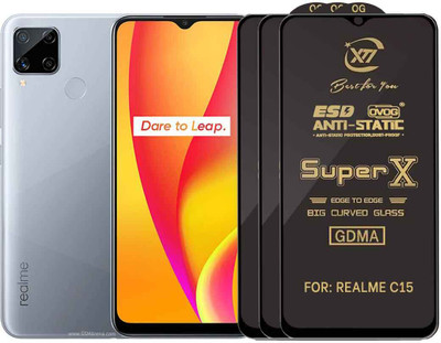 GDMA Edge To Edge Tempered Glass for REALME C15(Pack of 3)