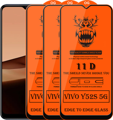 Forego Edge To Edge Tempered Glass for Vivo Y52S 5G(Pack of 3)
