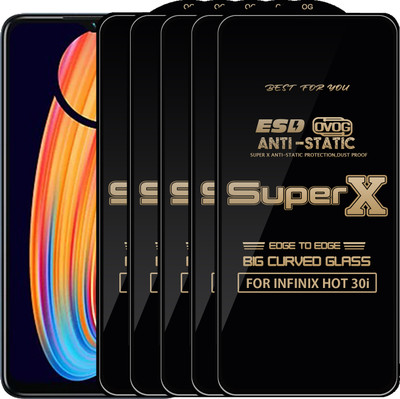 Roxel Edge To Edge Tempered Glass for INFINIX HOT 30i(Pack of 5)